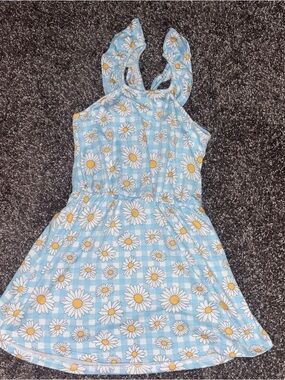 Shosho blue checkered flower dress size 5